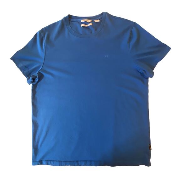 Calvin Klein Shirt Men’s Med Short Sleeve Liquid Touch Casual Crew Poseidon Blue - Picture 16 of 16